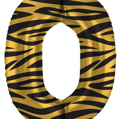 Ballon aluminium numéro 0 Tigre Chic - 86 cm