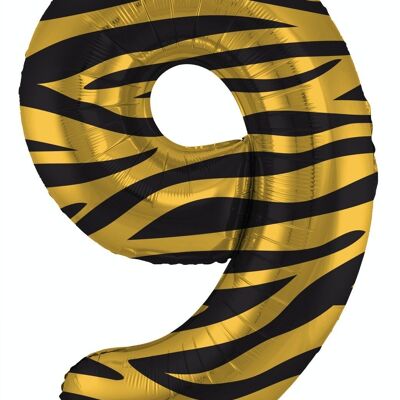 Palloncino foil Numero 9 Tiger Chic - 86 cm