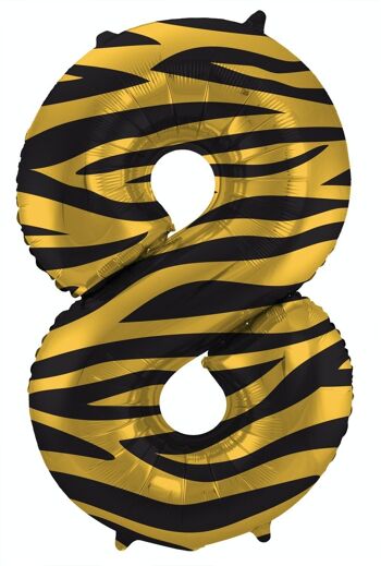 Ballon aluminium mylar Chiffre 8 Tigre Chic - 86 cm