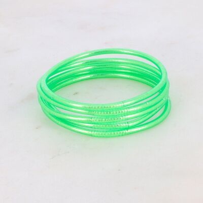 Brazalete budista fino verde neón