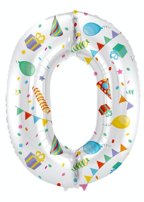 Folieballon Cijfer 0 Joyful Party - 86 cm