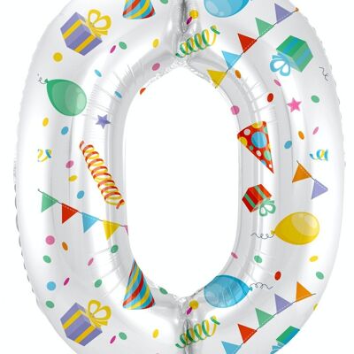 Folieballon Cijfer 0 Joyful Party - 86 cm