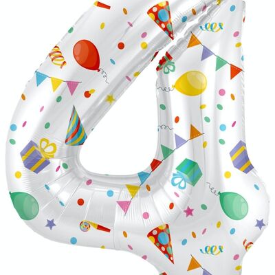 Foil balloon Number 4 Joyful Party - 86 cm