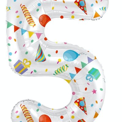 Foil balloon Number 5 Joyful Party - 86 cm