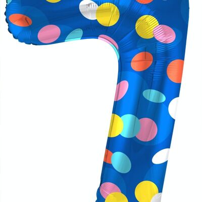 Foil balloon Number 7 Colorful Dots - 86 cm
