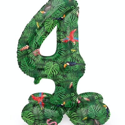 Staande Folieballon Cijfer 4 Jungle Vibe - 41 cm