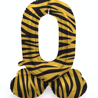 Palloncino foil in piedi Numero 0 Tiger Chic - 41 cm