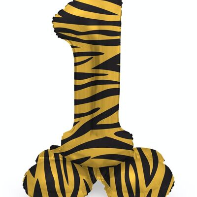 Staande Folieballon Cijfer 1 Tiger Chic - 41 cm