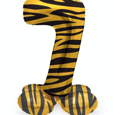 Palloncino foil in piedi numero 7 Tiger Chic - 41 cm