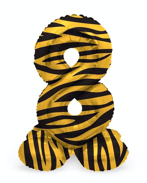 Staande Folieballon Cijfer 8 Tiger Chic - 41 cm