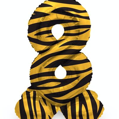 Stehender Folienballon Zahl 8 Tiger Chic - 41 cm