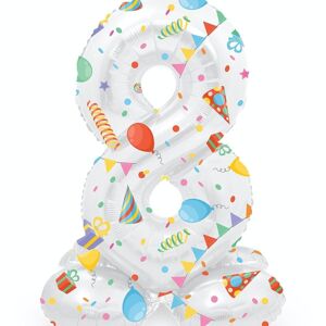 Ballon aluminium sur pied numéro 8 Joyful Party - 41 cm