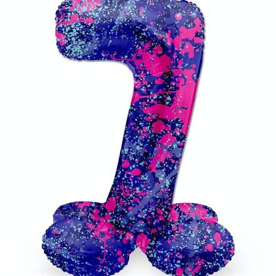 Standing Foil Balloon Number 7 Paint Splash - 41 cm