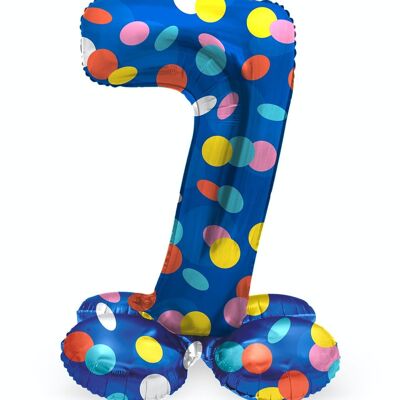 Standing Foil Balloon Number 7 Colorful Dots - 41 cm