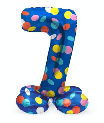 Ballon aluminium sur pied numéro 7 points colorés - 41 cm
