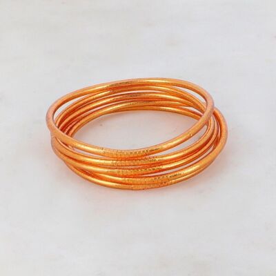 Thin Buddhist bangle dark copper