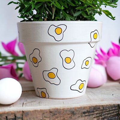 Terracotta flower pot / cache pot: Eggs