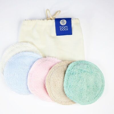 Set of 5 washable DOUBLE-thick bamboo fiber make-up removing sponges - SDI-PARIS