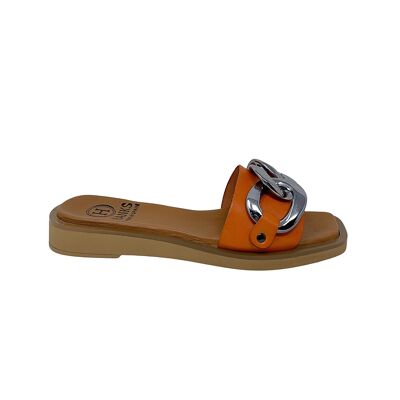 Herse flat sandal in Orange leather