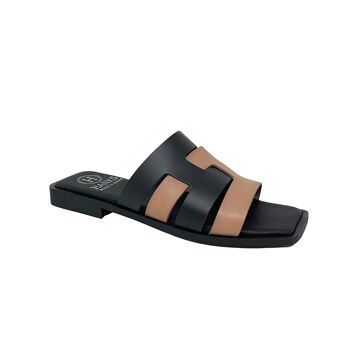 Sandale plate Temis en cuir Noir 2