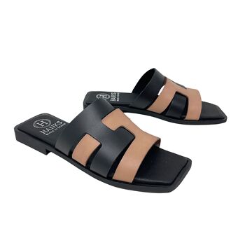 Sandale plate Temis en cuir Noir 4