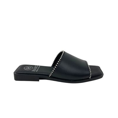 Vesta flat sandal in Black leather