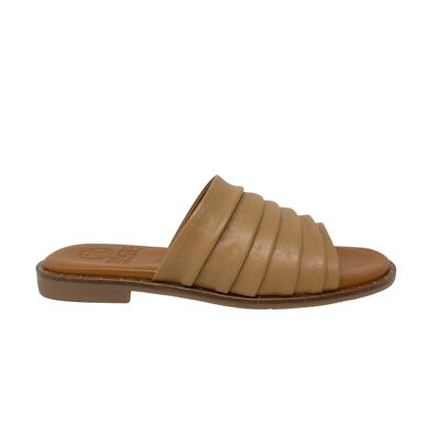 Terra flat sandal in Camel leather