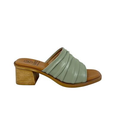 Turan heeled sandal in Green leather