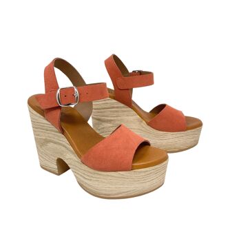 Sandale plateforme Makena en croûte de cuir orange 4