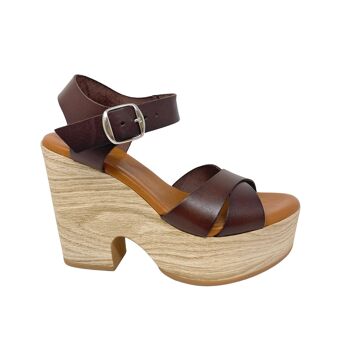 Sandale plateforme Keita en cuir Marron 1