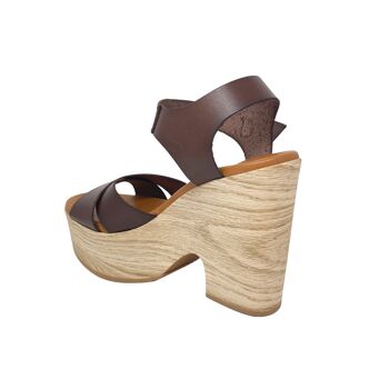 Sandale plateforme Keita en cuir Marron 3