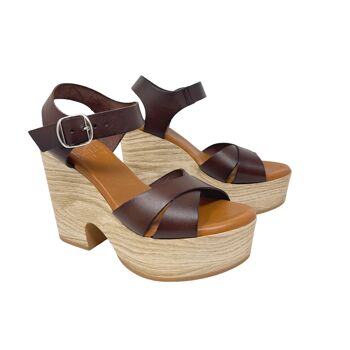 Sandale plateforme Keita en cuir Marron 4