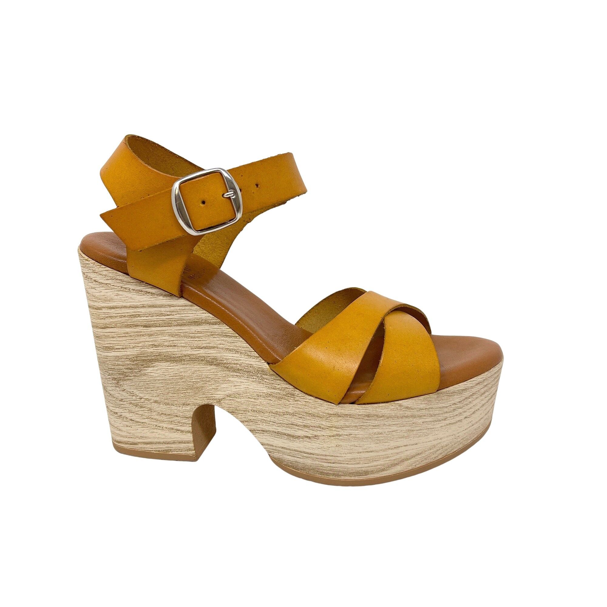 Buy wholesale Keita platform sandal in Yellow leather Buy wholesale Keita platform sandal in Yellow leather