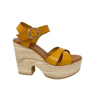 Sandalia plataforma Keita en piel Amarillo