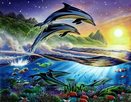 Diamond Painting Dolphins, 30x40 cm,Square Drills