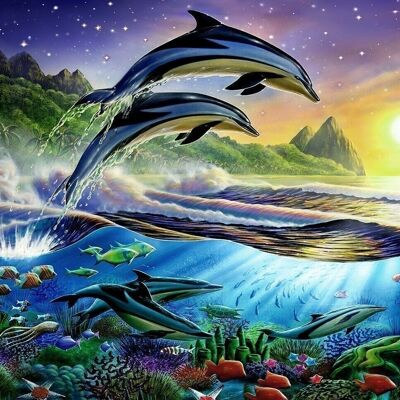 Diamond Painting Dolphins, 30x40 cm,Square Drills