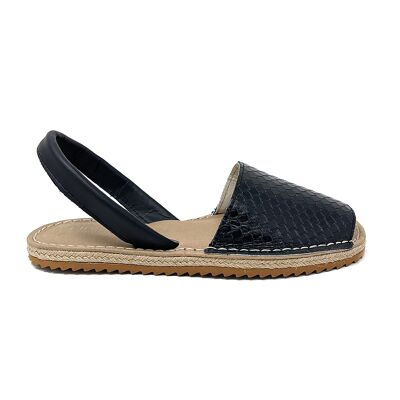 Sandale Febe Menorcan en cuir Noir