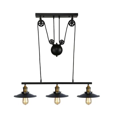LEDSone Industriel Vintage Plafond Pendentif Poulie Tuyau Lumières Suspendus Triple Island Lampe avec E27 support ~ 3449