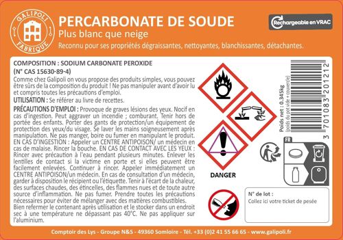 Etiquette PERCARBONATE DE SOUDE x 50