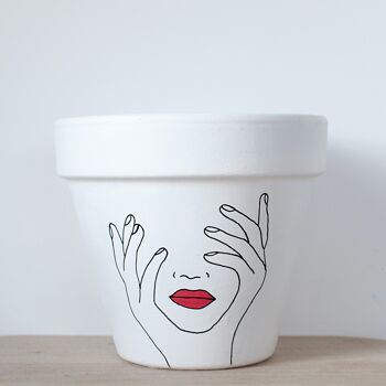 Pot de fleurs / Cache pot en terre cuite : Woman Face 2