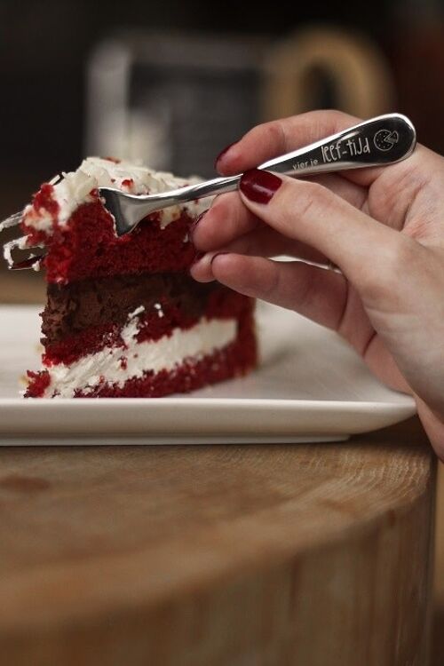 Happy cutlery - Luxury edition: coffee spoon and cake fork with POSITIVE VIBE!