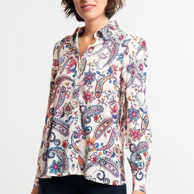 Camisa beige paisley ALESIA