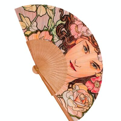 Wood and fabric fan handmade in Spain. modernist 1