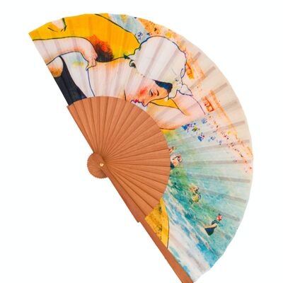 Wood and fabric fan handmade in Spain. modernist 3