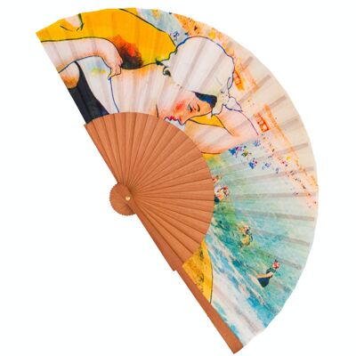 Wood and fabric fan handmade in Spain. modernist 3