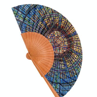 Wood and fabric fan handmade in Spain. modernist 4