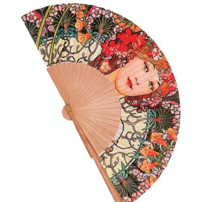 Wood and fabric fan handmade in Spain. Modernist 7