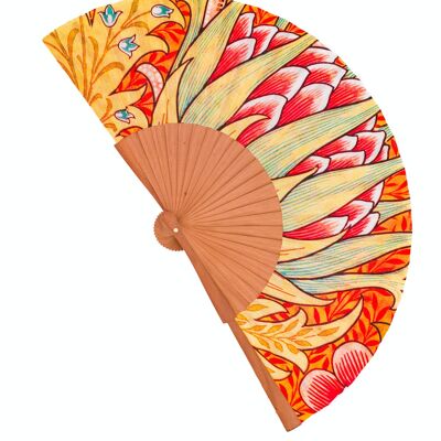 Wood and fabric fan handmade in Spain. Modernist 11