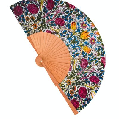 Wood and fabric fan handmade in Spain. Modernist 12