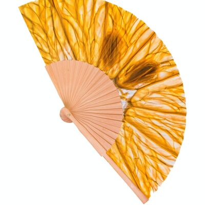 Wood and fabric fan handmade in Spain. lemon